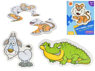 Obrázek z Puzzle dětské 18x13cm Zvířátka safari 16 dílků 6obrázků v krabičce 